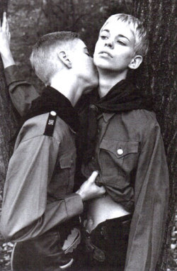 medusa-the-gorgon:  &ldquo;I think I must be the only person to ever photogreaph dykes in Hitler Youth boy-scout uniforms. A lot of these man-hating bitches consider themselves ‘some kind of boy’ anyway. They were happy to play the roles of Gay boys