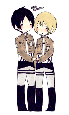 paperlune:  For Donnie’s birthday. Eremin chibis!! Sorry I’m late ;-; It was my exam week, and on the Tuesday I was actually asleep for like the entire day and didn’t turn on the computer so I’m late to wish you happy birthday orz. I thought I