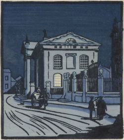 ein-bleistift-und-radiergummi: Aubrey K. Moore Colour Linocut ‘Sheldonian Theatre’ ca.1930s. (via eBay) 