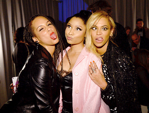 celebritiesofcolor:   Alicia Keys, Nicki Minaj and Beyonce attend the Tidal launch