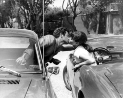 lifefreedom28:  Anna Karina and Jean-Paul Belmondo on the set of “Pierrot le fou” directed by Jean-Luc Godard France 1965 