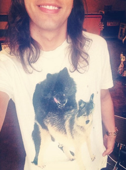 dropdeadclothing:  Vic from Pierce The Veil showing some love for wolf love.Get the Bad Dog T-Shirt now.