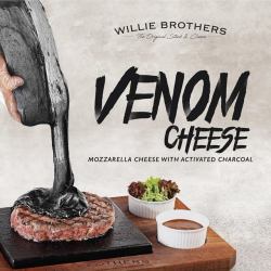 teacat-star: thirsty-venom-posts:   answertolifeis42:  Venom WHAT  Willie Brothers Steak &amp; Cheese in Jakarta, Indonesia is now offering a whole Venom cheese menu.   I’m disgusted  Nothing sounds more appetizing then charcoal flavored cheese that