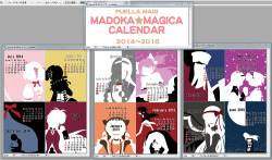 eikuuhyoart:  THE MADOKA MAGICA CALENDAR IS DONE…! The images have been sent off to the printing company, and I’ll be getting the finished products some time next week :D  I think these came out very nicely, so hopefully people will like them at Anime