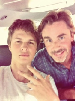 fishingboatproceeds:  tfios-moviee:  Day 1 of filming of the TFIOS Movie  Sam Trammel (Hazel’s Dad) &amp; Ansel Elgort (Gus), Ansel and John, Scott Neustadter (Screenwriter) (x)  That is a really fancy camera.