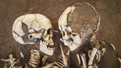 love:  The Lovers of Valdaro, discovered by archaeologists at a tomb in San Giorgio near Mantua, Italy. The couple have been holding one another for 6,000 years.