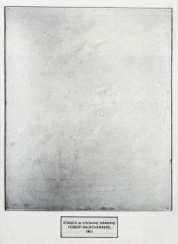 juju-be-art:  Robert Rauschenberg, Erased de Kooning Drawing, 1953, drawing | traces of ink and crayon on paper, mat, label, and gilded frame  