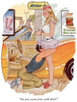 flr-female-led-relationship:  Source : imagefap   Yummy juicy fur burger.Old Playboy cartoon. I recognize the artist.