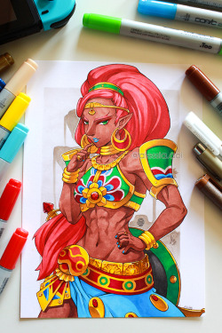 alessia-aoi:Ehhh I’m tring to become better in my traditional art! So I’ve draw this Urbosa from Zelda Breath of the Wild, because she is beautiful and precious &lt;3 I’m really happy of the result and I hope I’ll find more time for art like this