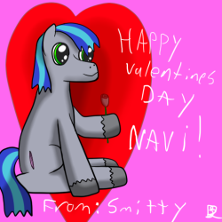 this-is-navi:  Happy Valentines Day~!- - - - - - - - - - - - - - - - - - - - - -  (EEEE SO CUTE! Thanks for drawing Smitty Navi ^^ and Happy Valentines day~ ) 