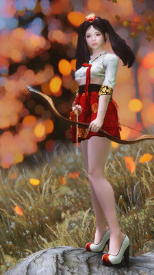 ninirim:  I made a new Hanbok which was extracted from BDO rather than the existing Hanbok mod. that was vertex twisted and no additional things (hair band, accessories, etc.), so I newly ported. 