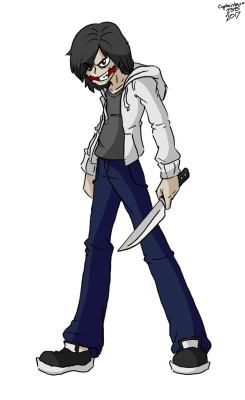 I’m not the biggest Creepypasta fan, even though I used to be, but I wanted to draw Jeff the Killer for some reason. I feel like someone could make a decent Jeff the Killer story, but so far, most of them I’ve seen have been garbage. 