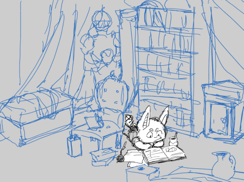 spejoku:  turns out environments are a lot easier to draw if you make a perspective grid first.if handmade perspective grid is intimidating, then store bought is fine