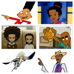 simplisticexistence:  amazelife:  stefanoprugante1:  BLACK HISTORY MONTH! This is my tribute to the black cartoon characters I grew up watching. Happy Black History Month. 1. Gerald - Hey Arnold 2. Keesha - The Magic School Bus 3. Huey &amp; Riley Freeman