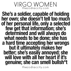 zodiaccity:  What you need to know about Virgo women. For more zodiac fun facts, click here.