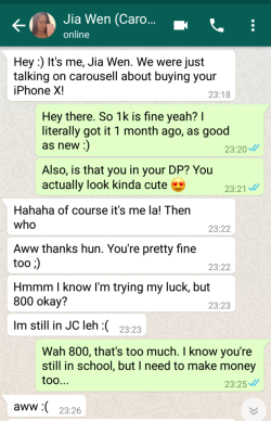 singapore-erotica:  sg-sext-erotica:  slutty JC girl Jia Wen shows nudes to try to get a good carousell deal for iPhone, but fails.   (THIS IS EROTIC FICTION)  Another post from my old blog. I’m open to suggestions for stories, feel free to DM me