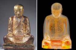 itscolossal:  CT Scan of 1,000-Year-Old Buddha Statue Reveals Mummified Monk Hidden InsideWhat looks like a traditional statue of Buddha dating back to the 11th or 12th century was recently revealed to be quite a bit more. A CT scan and endoscopy carried