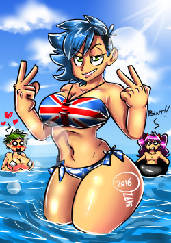 The goddes of unnaturality - Karen sutcliffe  well, its summer here. so i decided to draw karen in her bathing suit&hellip; with her national flag  saying peace be with you all!! (not really)anyway, i was having my annual artblock so i decided to doodle