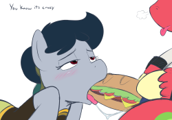 acstlu:  so like a couple weeks ago nannurs drew Philly and Big Mac as Anna and Hans from that ice movie FROZENand then last night i was like omg “we finish each others sandwiches” lol footlong i should turn that into something sexual like i do with