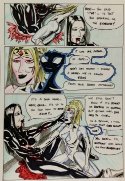 Kate Five vs Symbiote comic Page 115  Only one page left of Chapter 5 after this..  How many rembered Nexi’s eye colour is naturally red? Or that her skin is pinky. Also now all three of our symbiotes have names!  Kate meanwhile seems to be doing a