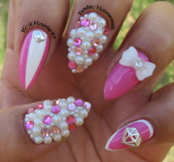 Victoriasnails:  Am I Super Girly Now? Lol. Diamond Charm Is From @Msnailgasm. Colors