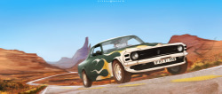 Very original and enjoyable commission for CyanComradeHis mother&rsquo;s Mustang cruising through the Mojave desert.I am sorry if I screwed up anything about the car, but this is probably the first time when I had to draw a specific model. I learned a