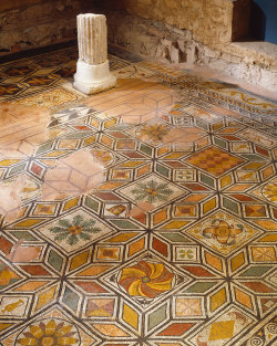 romegreeceart:Floor mosaics of Domus Ortaglia, Brescia (Brixia). These are probably from Delle Fontane house which was used from first to fourth century AD. 
