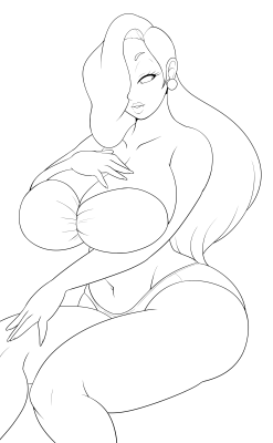 speedyssketchbook:  Lineart of Jessica Rabbit in a bikini. Lines here if you wanna give this a color over. http://sta.sh/01earootxqk2 