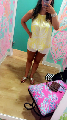 sunny&ndash;state-of-mind:  trying not to spend my whole paycheck (how cute are these fitting rooms?!)