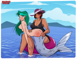 spankingtoons:  Mermaid spanking - Taking a break from commissions and making some spanking artwork just for fun again!