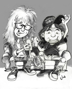 cosmoanimato:Wayne’s World!I watched SNL 40 special last night and I remembered this drawing I did about 20 years ago when I was in Toronto, Canada.