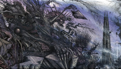70sscifiart:  &ldquo;Ian Miller is a fantasy illustrator and writer best known for his quirkily etched gothic style and macabre sensibility.&rdquo; Another collection of exclusive images from The Art of Ian Miller, this time via Boing Boing.