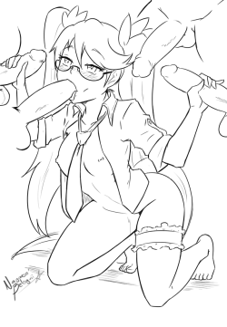 zapotecdarkstar:Lineart commission and variation for Anon, featuring Retoree from Show by Rock!! ;9