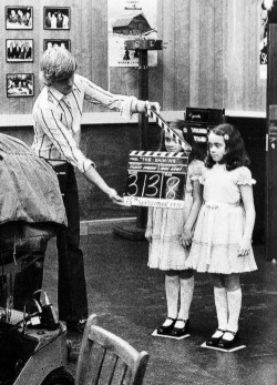 vintagegal:   Lisa and Louise Burns as the Grady girls on the set of The Shining(1980)  