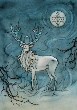 feather-haired:  White Stag by liga-marta