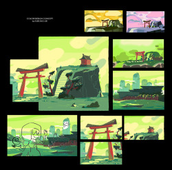 amandawinterstein:  eusong:  Hello. I hope you guys enjoyed Garnet’s Universe, EP33. And here are some BGs i did for the episode. I was happy that i could do both design and color with little different look, but still Steven Universe. I hope people