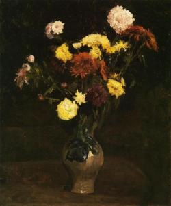 vincentvangogh-art:    Basket Of Carnations And Zinnias  1886  Vincent van Gogh  