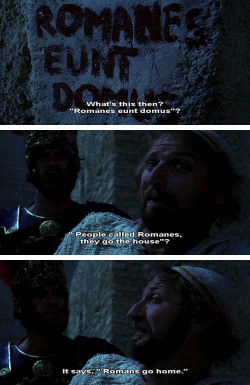 fozmeadows:  solarbird:  ayellowbirds:  aswiftfooted: Monty Python’s Life of Brian (1979). The story goes that John Cleese used to teach Latin, and drew upon that experience for this scene—leading to many of his former students howling with laughter
