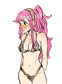 garbagebird:    olivia in a gross edible bikini… requested by kat in a silly convo… gaius takes on a solemn duty. an honourable one.