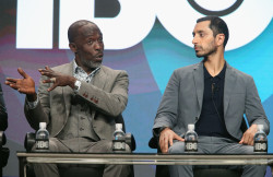 athinglikethat:  Michael Kennith Williams and Riz Ahmed speak onstage during the ‘The Night Of’ panel discussion at  the HBO portion of the 2016 Television Critics Association Summer Tour  at The Beverly Hilton Hotel on July 30, 2016 in Beverly Hills,