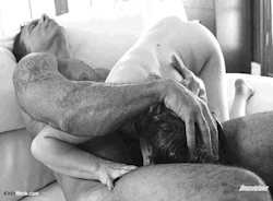 our-ever-thine:  …….this image moves me, not in a negative way but in the power and strength of their bodies…..the need in his head tilted back, mouth slightly open……his physical need with his hand on her head, his legs rocking back and forth