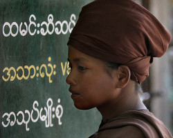 allasianflavours:  brown nun w burmese script by Sara Heinrichs