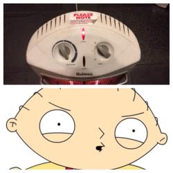 scapuntapuss:  The top of this space heater looks like Stewie Griffin…