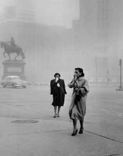 Quienesesachica:  Two Women Cover Themselves From The Dust, Mexico City, 1958 By