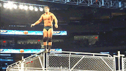 thewrestlingchronicle:  Last night Cody Rhodes hits a moonsault from the top of a steel cage in Madison Square Garden.  Oh my god Cody you are insane!!