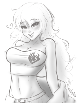 #164 - Yang SketchOh&hellip; W-what are we gonna do, Yang?Will color eventually. Yes there’s a NSFW version.