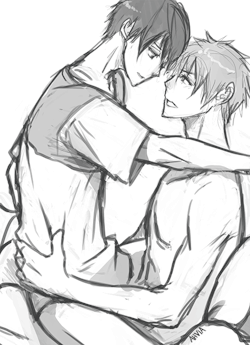 ireadyaoimangas:  rottingpizza:  aaahh sorry for the super nsfw i needed to do another makoharu boyfucking dot gif. this was supposed to be my nsfw account after all be the change you want to free   Oh no…this is amazing.