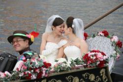 gregorgy:  thedailylaughs:  First Lesbian Couple To Get Married At Tokyo Disney Resort Although Japan does not legally recognize same-sex marriages, the LGBT community is growing ever more visible and vocal. This fairytale Disney wedding partly symbolizes