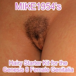 The &ldquo;Hairy Starter Kit for Genesis 8 Female&rdquo; contains a Genital-Hair-Prop for the G8F-Genitalia. Created by MIKE1954 and ready for Daz Studio 4.9 ! Check that link for all the action! Hairy Starter Kit For Genesis 8 Female  http://renderoti.ca