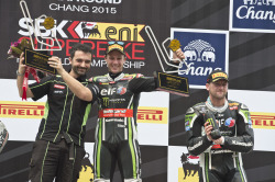 kawasakiusa:  Jonathan Rea scores a sensational victory for KRT in Thailand. Rea and Sykes are 1,3 respectively in the WSBK points standings. Check out our racing site: gotosite.co/Hb4  